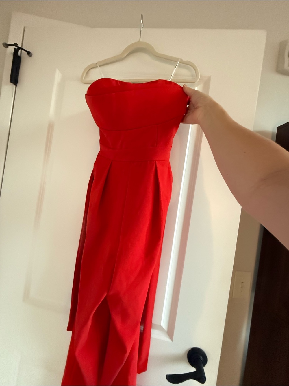 Sheike Strapless Red Jumpsuit - Picture 2 of 7